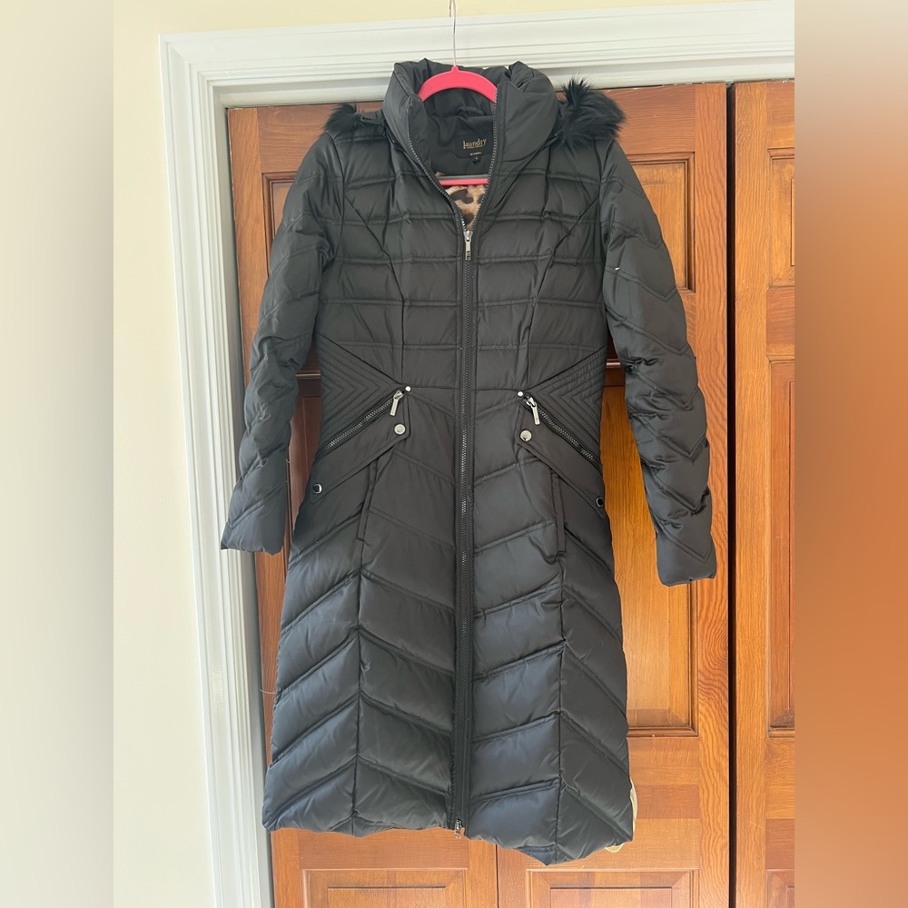Laundry by Shelli Segal Black Long Puffer Coat, Size Small